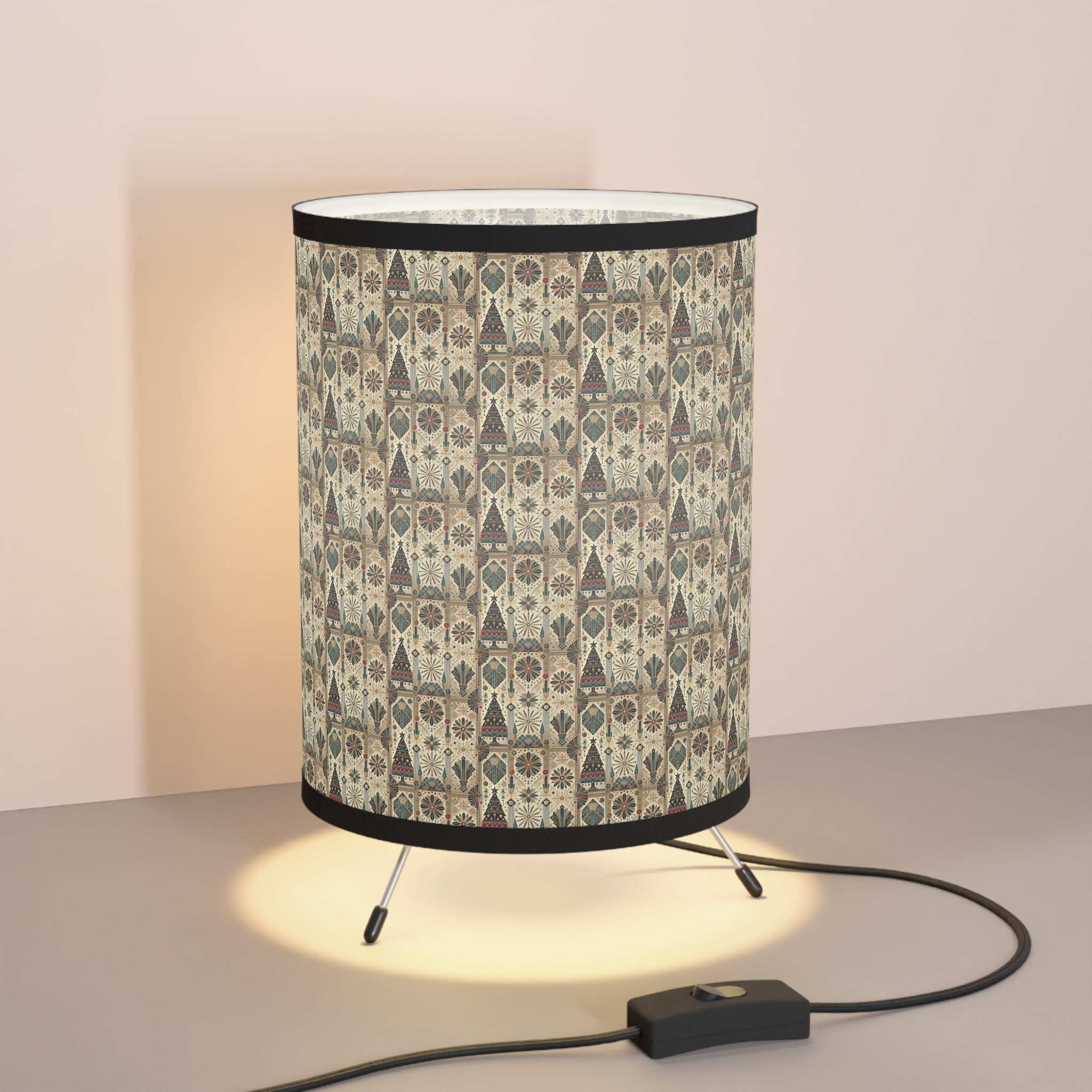 Tripod Lamp with Christmas Printed Shade, US/CA Plug