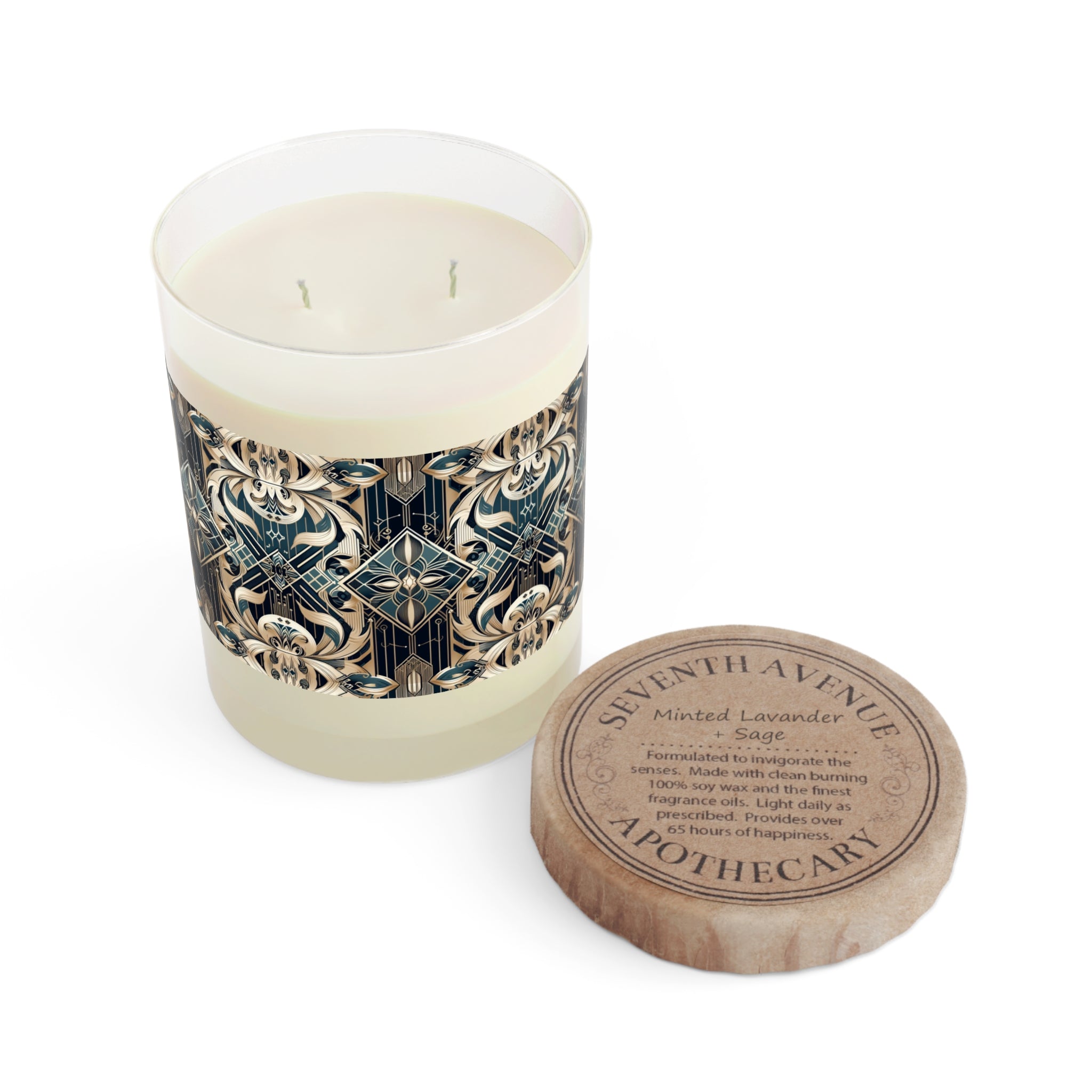 Mint Lavender & Sage Candle in Elegant Glass with 65-Hour Burn Time