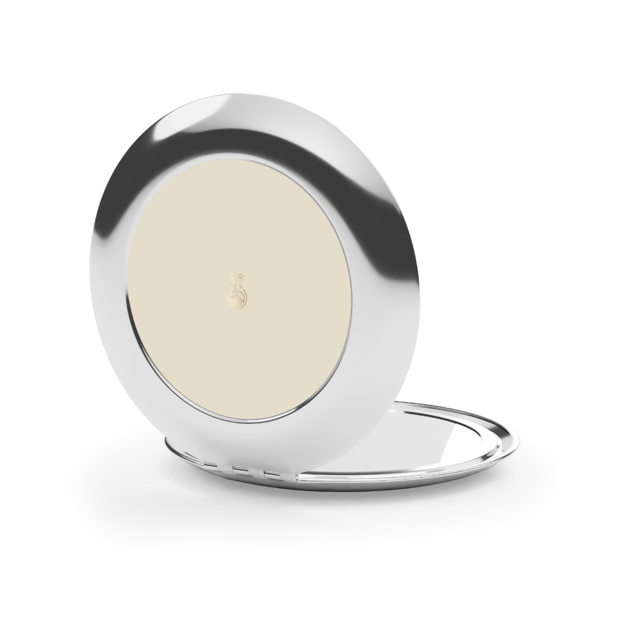 Compact Mirror with Stylish Metal Finish Cashmere Cream